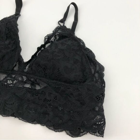 Aerie Lacy Bralette Womens‎ Medium Black Adjustable Padded - Picture 2 of 10